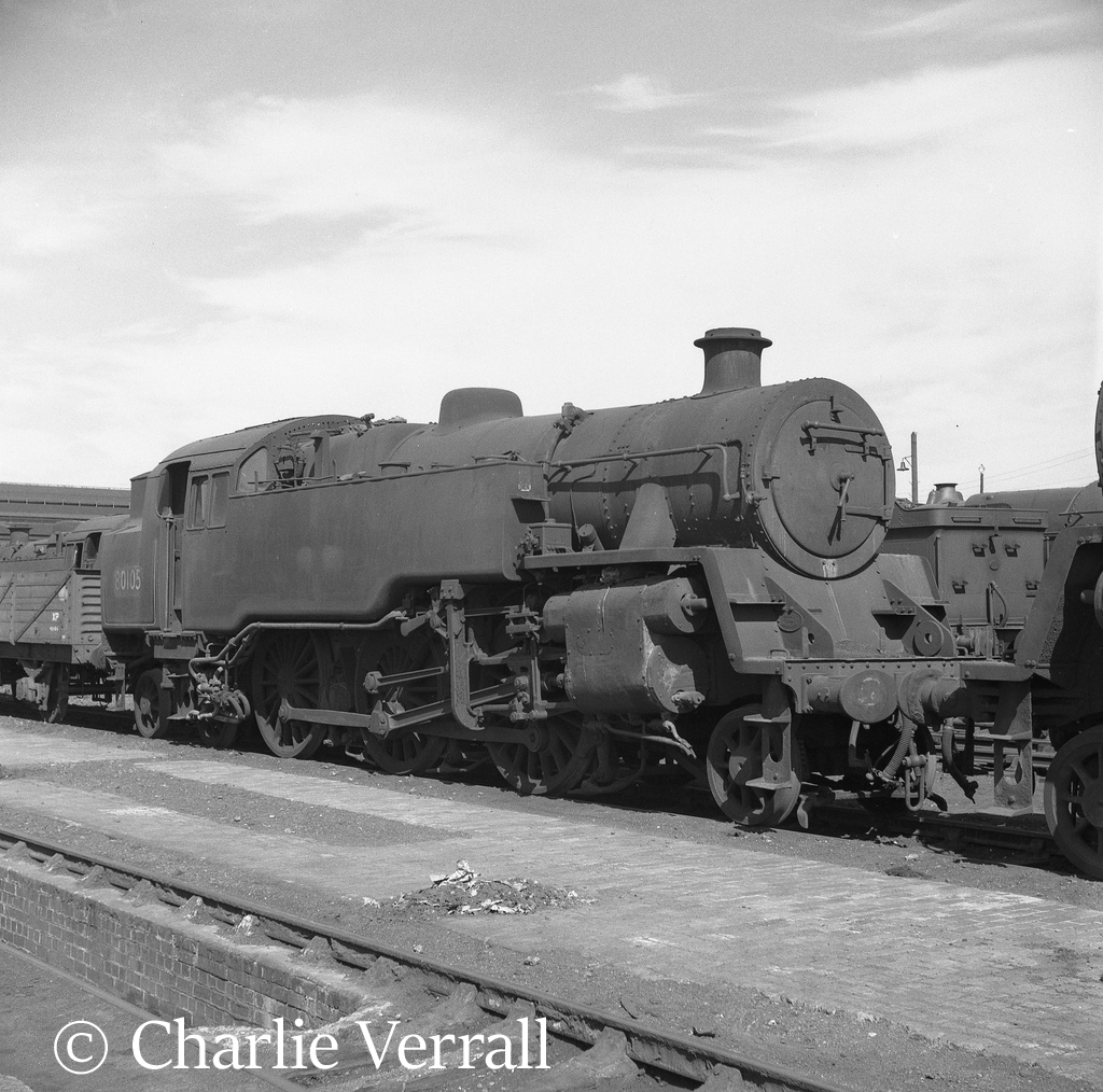 80105 on Old Oak Common shed – August 1962
